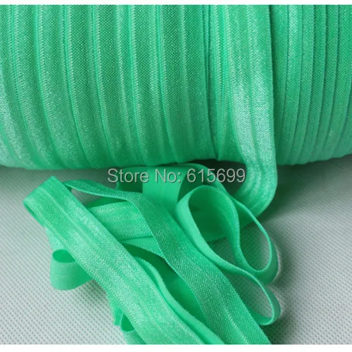 

Green Accessories#530 mint, solid fold over elastic ribbon, high quality 5/8" shinny elastic ribbon 50yards/roll free shipping