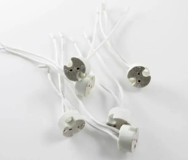 

2pcs/lot MR16 Holder GU5.3 G4 MR11 Ceramic Lamp Base Socket LED CFL Halogen Light lamp holder with Wire Connector