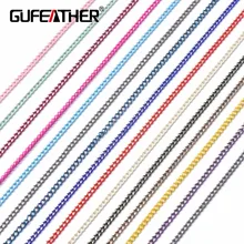 GUFEATHER C32, DIY медная цепочка, браслет ожерелье на лодыжку, изготовление ювелирных изделий, ширина цепи 1,5 мм, длина цепи 5 м