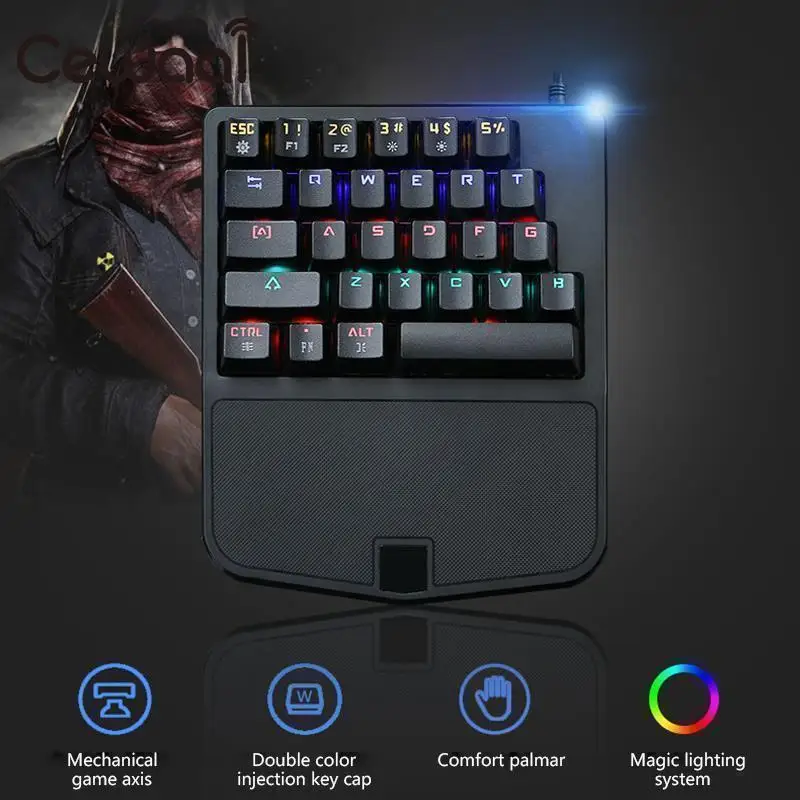 28 Keys Mini Mechanical Keyboard USB Keypad LED Backlit USB Computer