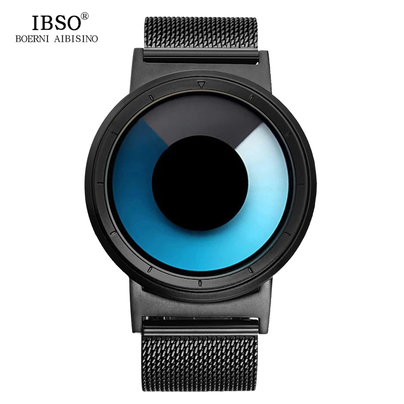 

IBSO Creative Hide Watch-head Mens Watches 2019 Stainless Steel Mesh Strap New Creative Quartz Sport Watch Men Waterproof Clock