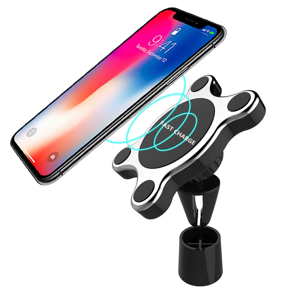 Car Mount Qi Wireless Charger For iPhone XS MAX X 8 Plus Wireless Charging Car Phone Holder For Samsung Galaxy S9 S10 S8 Note 9 