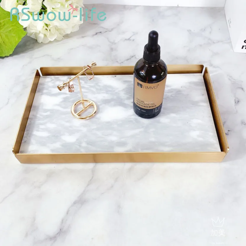 

Light luxury Creative Marble Trays Sushi Dessert Food Trays Cosmetics Jewelry Storage Tray Serving Tray For Kitchen Supplies