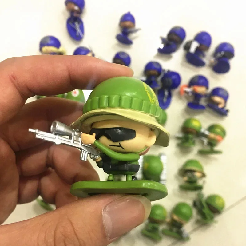 

Wholesale 20pcs/lot 5-7cm mini blue and green army figures little solider men model battle game action toys gifts for boys