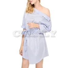 Cuerly Summer Women Dress Blue Striped Shirt Short Dress Mini Sexy Side Split Half Sleeve Beach Dresses 2019 Plus Size Sundress Cuerly Summer Women Dress Blue Striped Shirt Short Dress Mini Sexy Side Split Half Sleeve Beach Dresses 2019 Plus Size Sundress