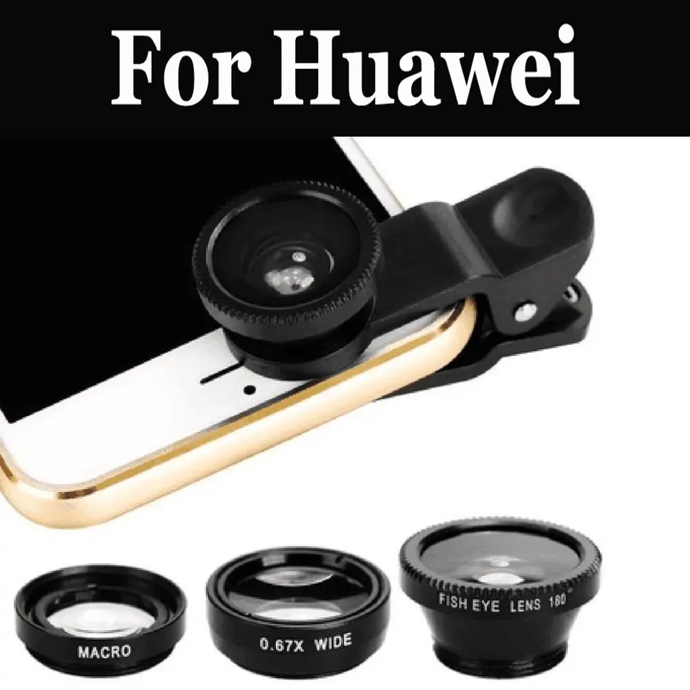 3In1 мобильного телефона рыбий глаз + Широкий формат + макро-объектив для Huawei Honor 5A 4C Pro 6x 5C 8 V8 6C 8 Lite 7X 6A 8 Pro вид; размеры 9 и 10 9 Lite