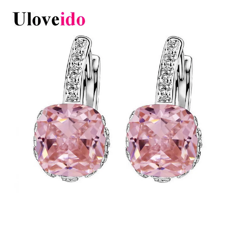 Uloveido розовые серьги модные Модные ювелирные изделия 2017 кубический цирконий