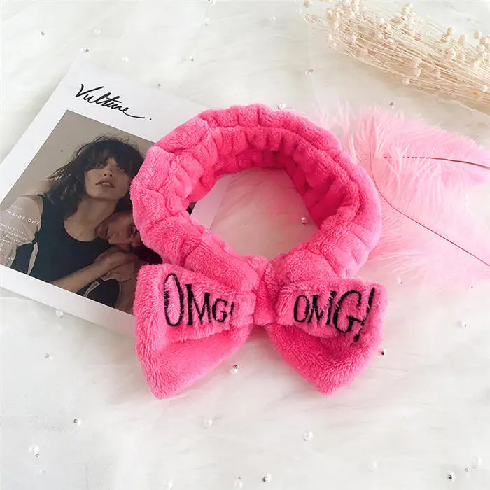 New Colorful OMG Letters Bow Coral Fleece Hairbands For Women Girls Headbands Bandanas Hair Bands Headwear Kids Hair Accessories - Цвет: 3