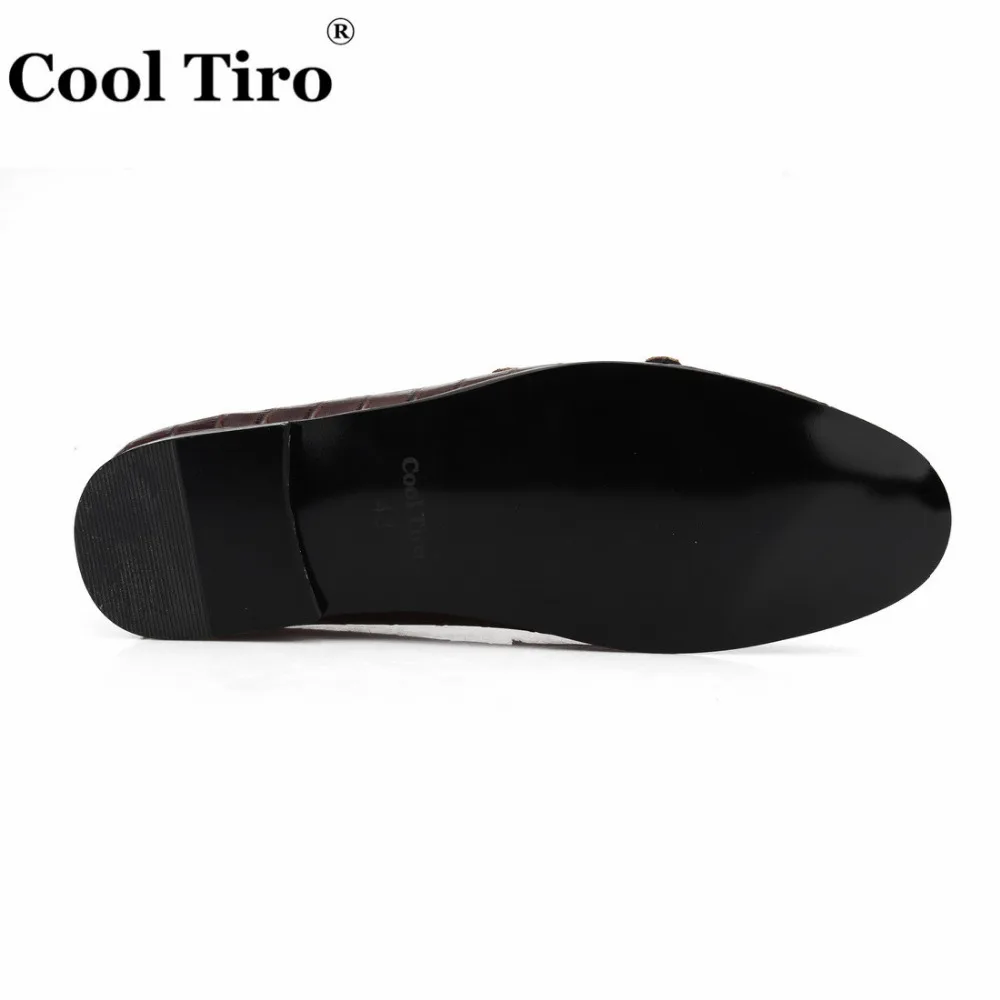 Cool Tiro/коричневый двойной Monk Loafers Для мужчин тапочки мокасины крокодиловый принт Повседневная обувь Свадебная вечеринка Туфли под платье человек Туфли без каблуков