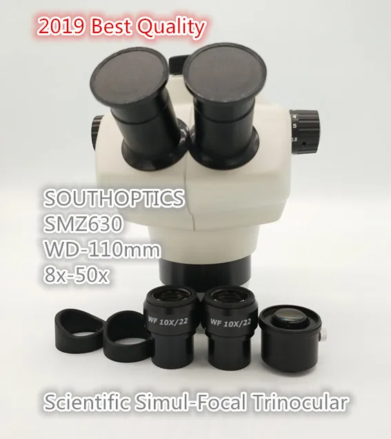 Научный SMZ630 8x-50x Simul-Focal Тринокулярный зум стерео микроскоп/головка микроскопа/Аксессуары для микроскопа