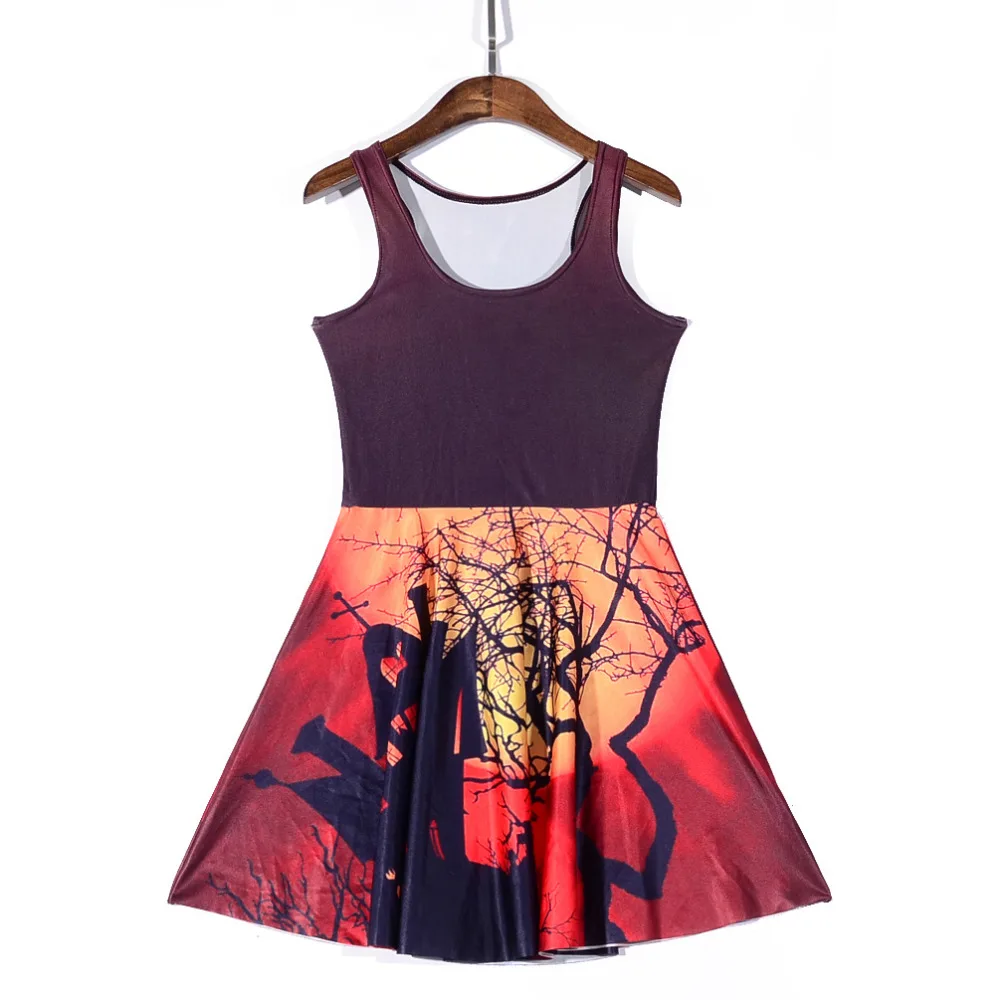 Fashion font b Women b font font b Dress b font Country dusk Digital Printed font