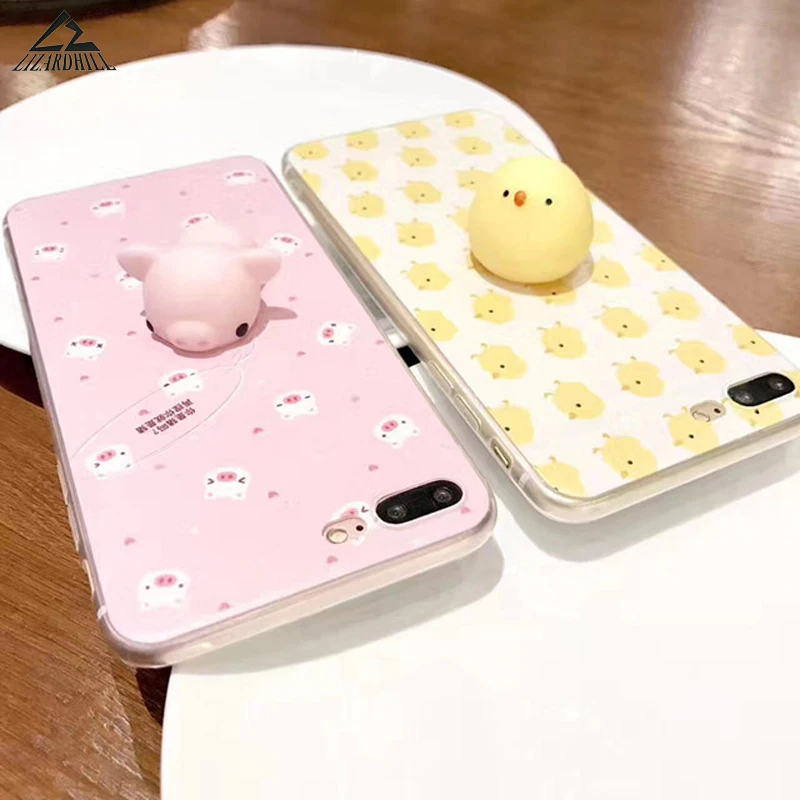 

Lizardhill Phone Cases for iPhone 6 6S plus 3D Cute Soft Silicone Squishy pig Fundas for iPhone 7 plus Covers Animal chick Coque