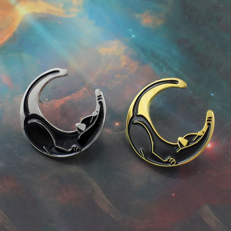Broche tendance Kuizhiren1 en /émail unisexe avec croissant de lune Noir