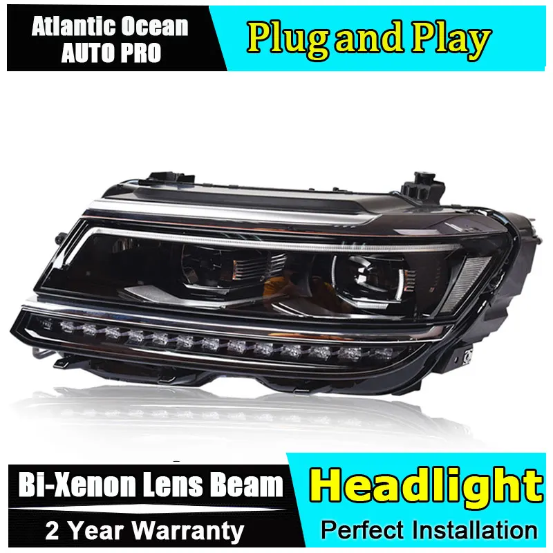 Авто часть стиль светодиодный головной фонарь для VW Tiguan 2017 2018 drl H7 hid Биксеноновые