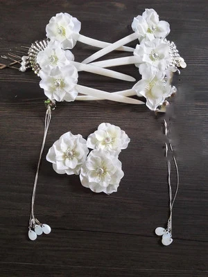 hair accessory Груша цветок Персонификация Зеленый шифоновое платье, мужской, женский, для пар влюбленных костюм Hanfu Cos Shen qingqiu аниме Hanfu - Цвет: hair accessory