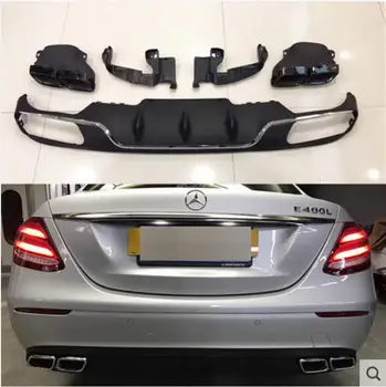 

4 Outlet ABS Rear Bumper Diffuser with Exhaust Tips For BENZ W213 E Class Sedan E200 E250 E300 E350 E500 2017 2018