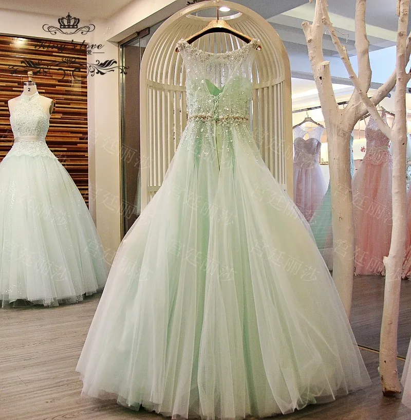 2016Real Images Boat Neck Birdal Gown Vestidos De Novia Ball Wedding Dress Hand Made Pearls&ampBeaded Free Shipping | Свадьбы и