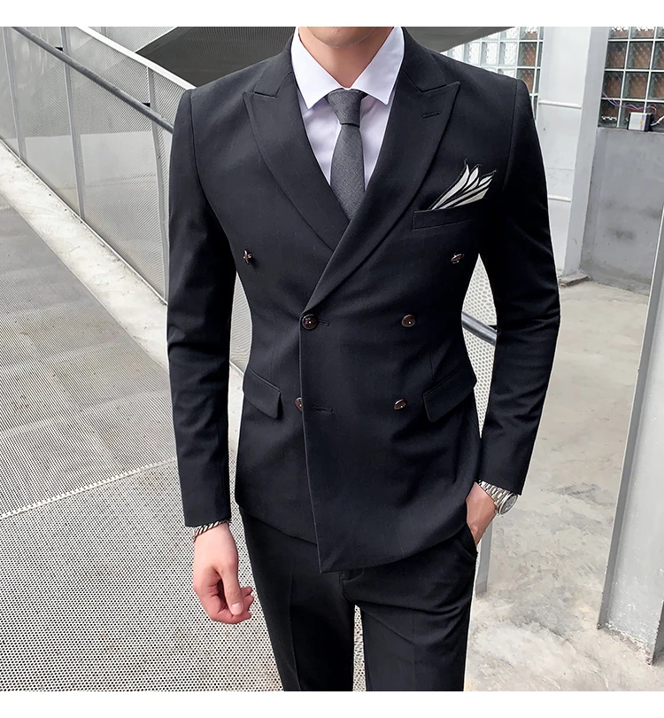 Полосатый мужской костюм комплект мужской полосатый двубортный Slim Fit Бизнес Формальные Свадебные, для жениха вечерний ужин выпускные костюмы S-4XL