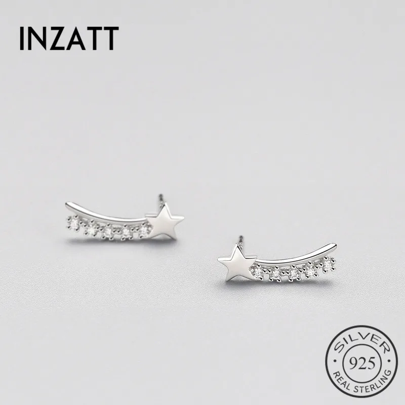 INZATT, романтические серьги-гвоздики, настоящее 925 пробы, серебро, циркон, звезда, для женщин, подруги, модные аксессуары, ювелирное изделие, подарок, бижутерия