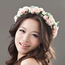 

2015 New Flower Garland Floral Bride Headband Hairband Wedding Party Prom Festival Decor Princess Floral Wreath Headpiece