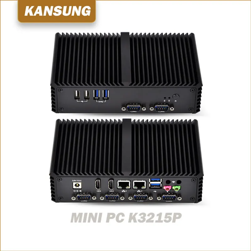 

KANSUNG Industrial Mini PC Celeron 3215U Broadwel, 300M WiFi 2 Lan 6 RS232, Cheap Small Windows 7 Ubuntu Linux Computer