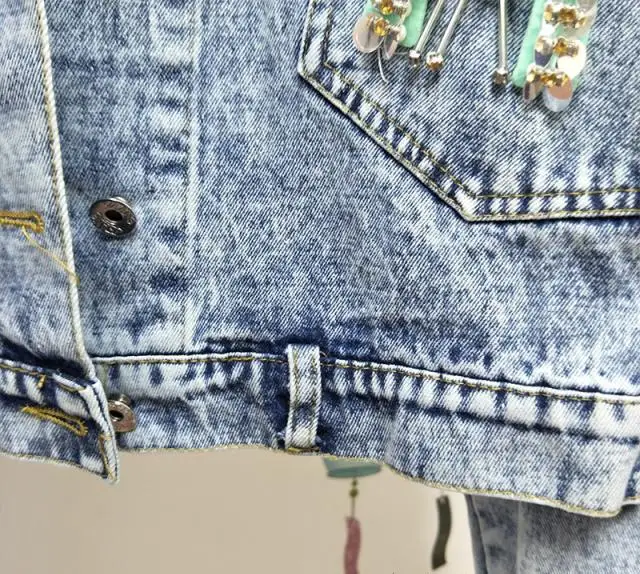 2019 Новая женская Повседневная джинсовая куртка с длинным рукавом Florla Mbroidery