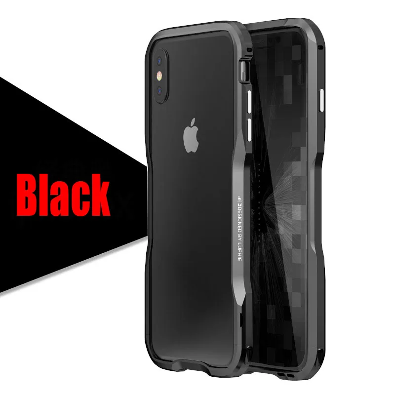 Чехол для iPhone X 7 8 Plus роскошный Luphie с двойным лезвием дизайн алюминиевая металлическая рамка чехол для iPhone X IPX08 - Цвет: Black