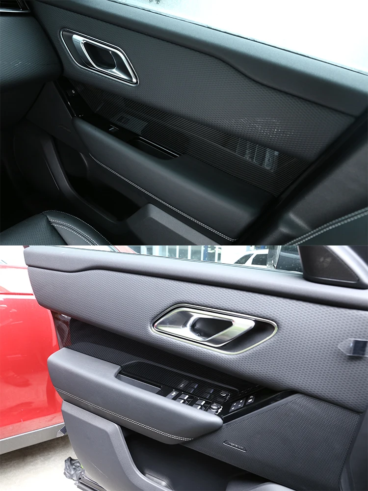 4 шт. углеродное волокно ABS Хромированная Автомобильная внутренняя отделка двери панель для Land Rover Range Rover VELAR- автомобильные аксессуары