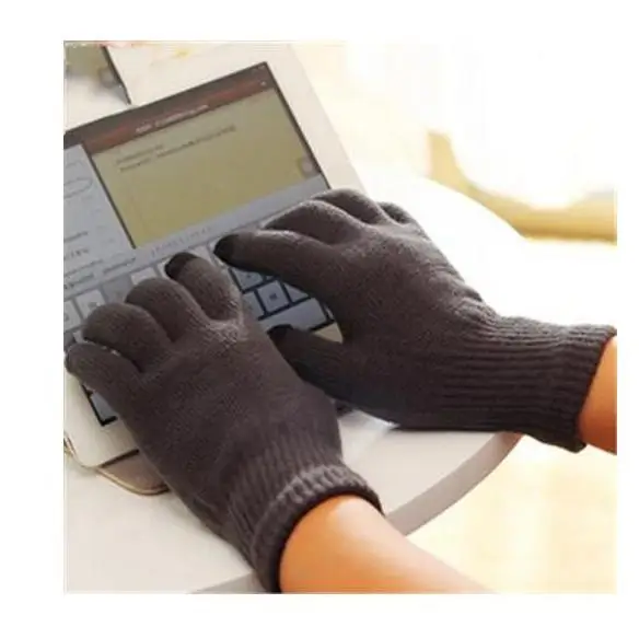 Fashion Female Wool Knitting Touched Screen Gloves Winter Women Warm Full Finger Gloves Stretch Warm Guantes Knit Mitten - Цвет: Dark Gray