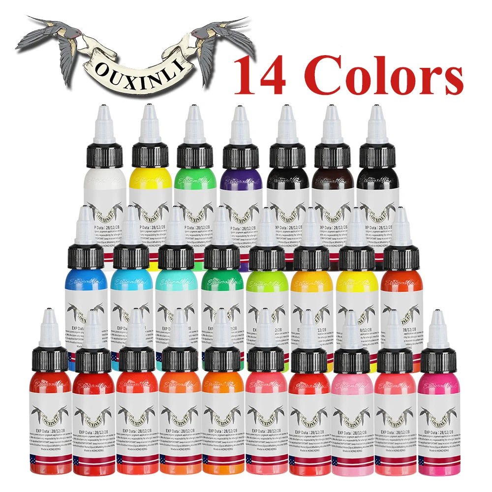 

Ou Xinli professional tattoo ink pigment 14 color / set of 30ml permanent makeup kit