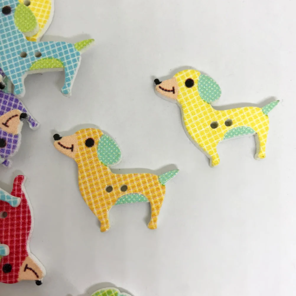 50 шт собаки красочные Мультяшные деревянные пуговицы деревянные кнопки сделай сам для шитья для скрапбукинга и рукоделия Kniting