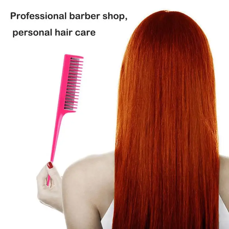 

1 pcs Pro Tip Tail Comb for Salon Barber Section Hair Brush Hairdressing Tool Double-layer Fine Teeth Pink Comb Hair Wide Teeth
