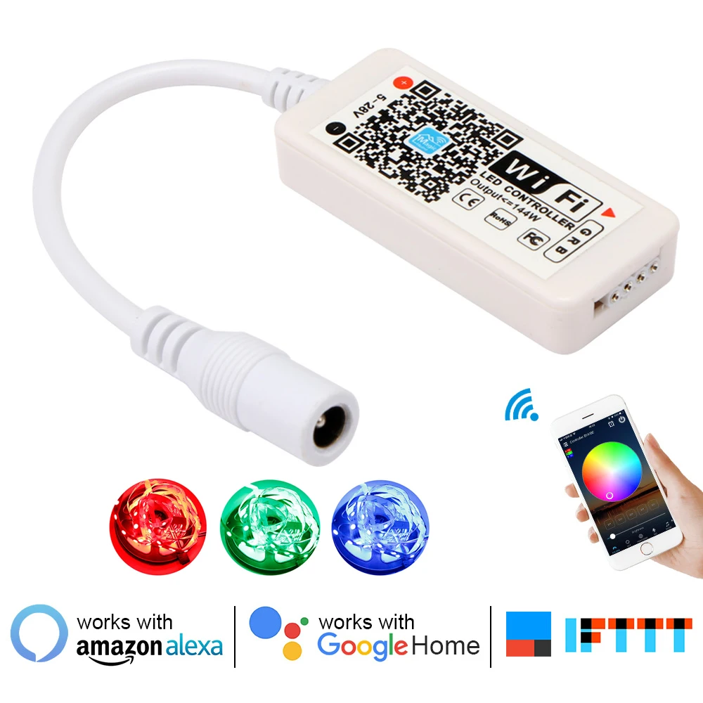 

DC 5V 12V 24V Mini WiFi IR RGB/RGBW Controller iOS Android APP 24 Key IR Remote Controller for 3528 5050 LED Strip