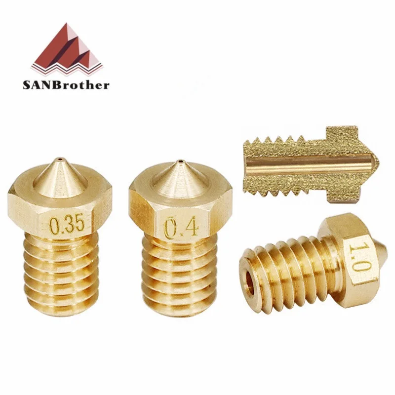 5pcs/lot V5 V6 Nozzle 0.2 0.25 0.3 0.35 0.4mm 0.5 0.6 0.8 1.0mm Part Copper 1.75mm Filament M6 Threaded Brass 3D Printers Parts |