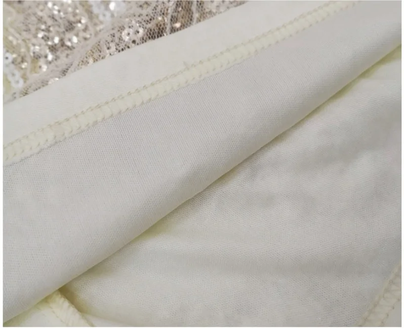 Beading Sequined Lace Dresses Women Fashion O-Neck Long Sleeve Luxury Knee-length Dress 14