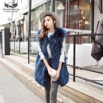 

Tatyana Furclub Luxury Real Fur Vest 2019 Fashion Winter Thick Silver Fur Coat Jacket for Women Sleeveless Fashion Real fur coat