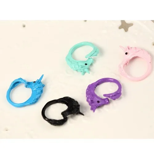 Lovely Candy Color Korean Unicorn Finger Ring Enamel Horse Party Rings For Women Fashion Jewelry Lovely Candy Color Korean Unicorn Finger Ring Enamel Horse Party Rings For Women Fashion Jewelry