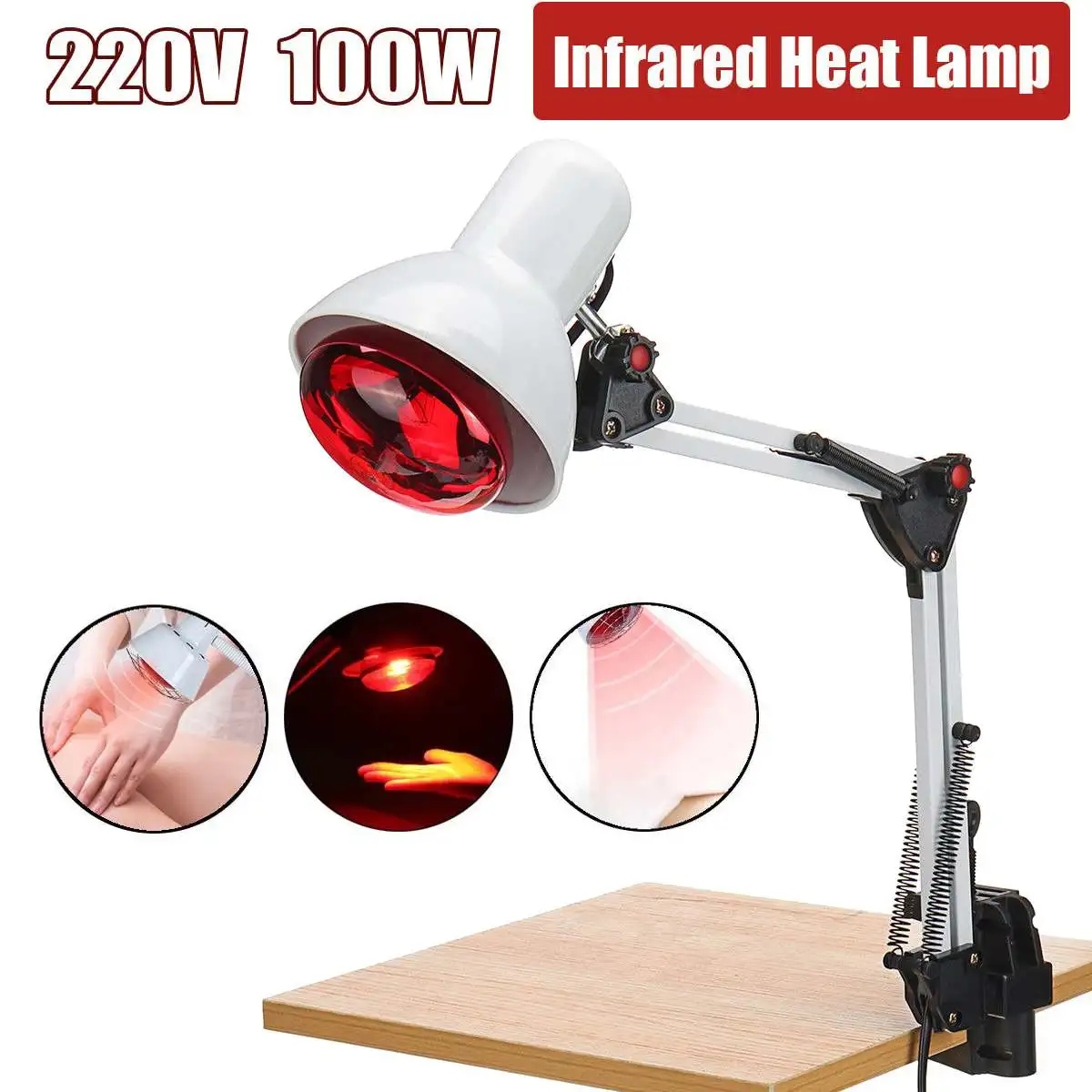  100W 220V Infrared Heat Lamp Night Lights Heating Therapy Light Therapeutic Pain Relief Health Bulb - 33018771275