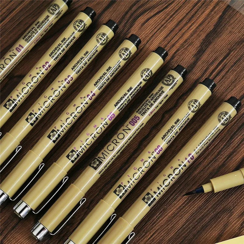 9 размеров профессиональная ручка-лайнер для рисования набор школьных принадлежностей Водонепроницаемый гладкая тонколинейная ручка Pigma micron маркеры для художников