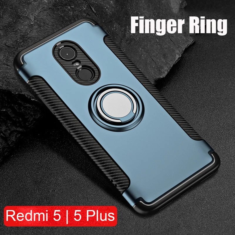 Finger Ring 360 Full Protect Case Xiaomi Redmi 5 Plus Redmi 5 Armor Hybrid Cover Silicone Case Redmi 5 Plus Magnetic Car Holder
