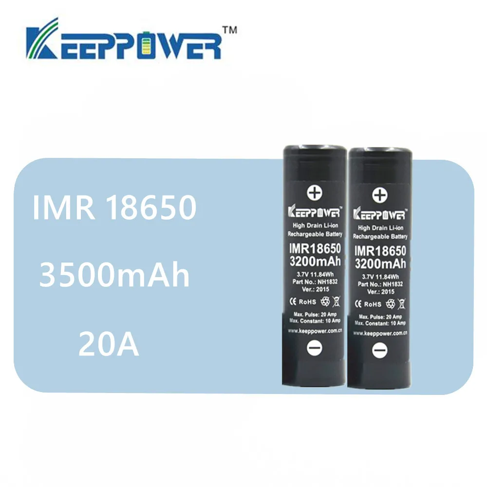 

Original 2 Pcs KeepPower IMR 18650 battery 3500mAh 3.7V max 20A discharge high power battery NH1835 drop shipping