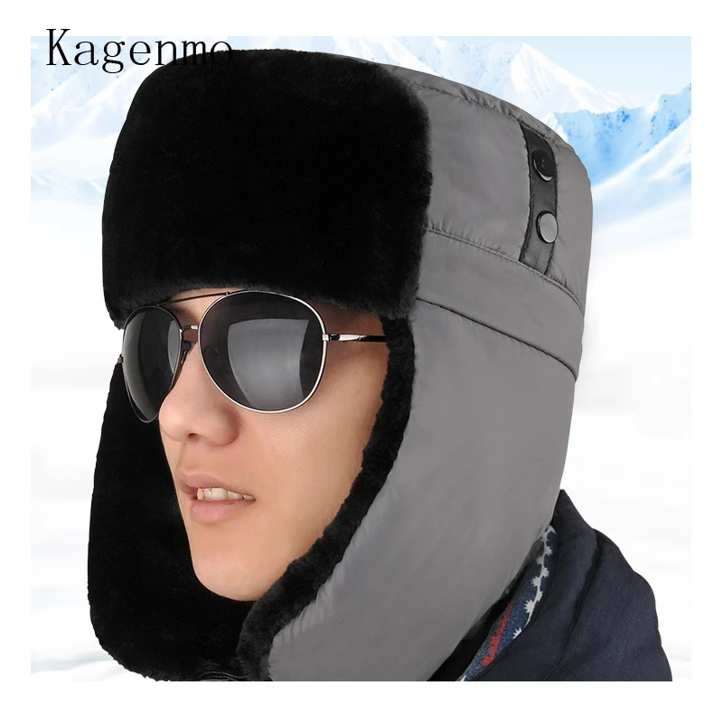 Kagenmo Male Winter Hat Outdoor Waterproof Men Bomber Hats Keep Warm Windproof Ear Protection