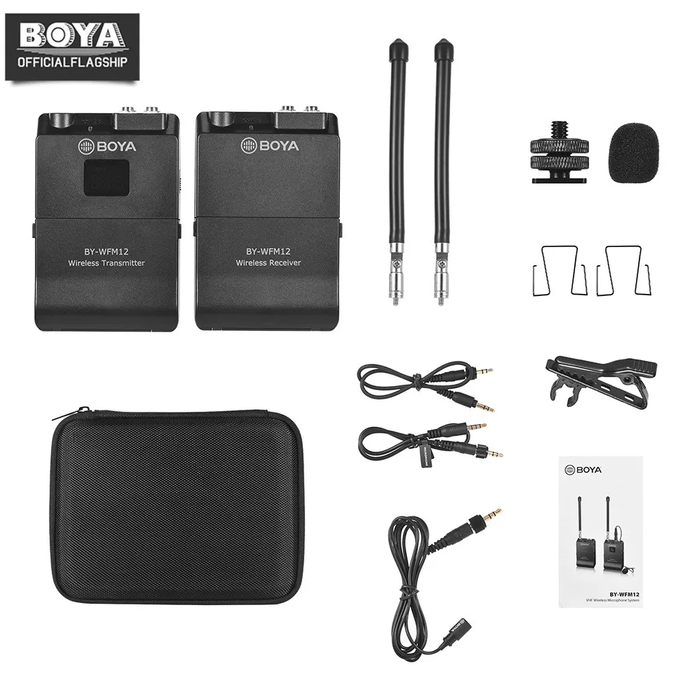 BOYA BY-WFM12 VHF беспроводной микрофон с отворотом Lavalier Mic для iPhone 8 7 plus смартфон DSLR