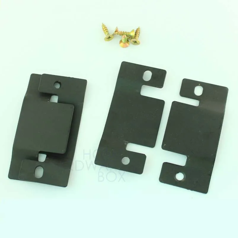 Sectional Sofa Connector Bracket Interlock Joint Black Metal Two Pairs