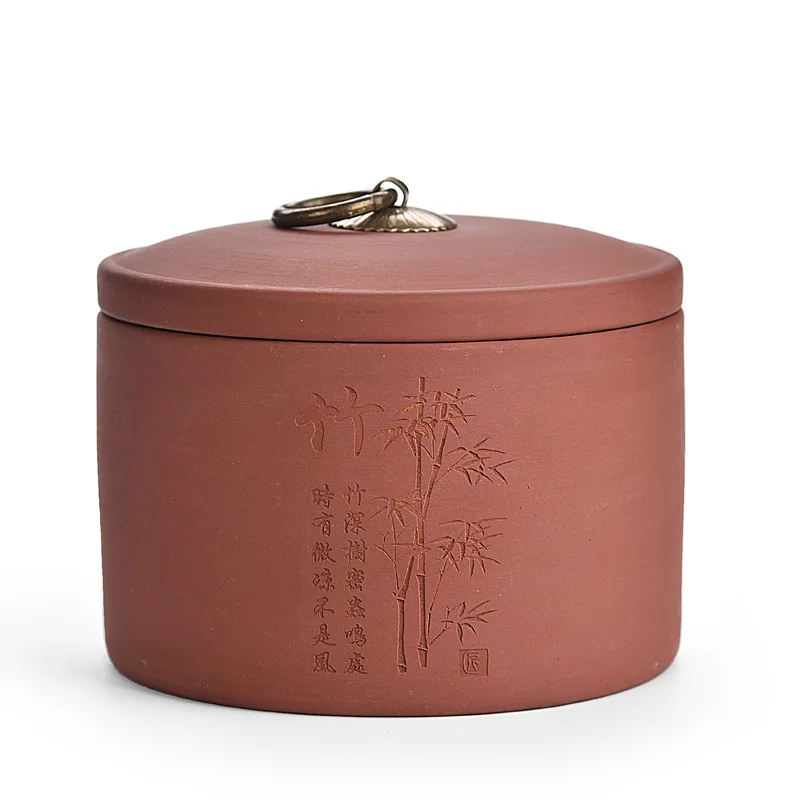 Bamboo Red Высокое качество, сахарница, фиолетовая глина, чайная банка, банки для конфет, кухонная коробка для хранения специй, Растительные узоры, мини бутылка, кофейная банка, Классическая - Цвет: Bamboo Red
