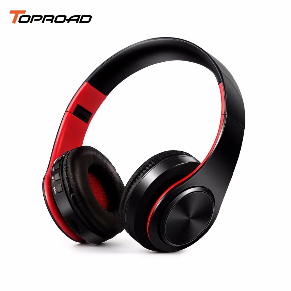 TOPROAD Bluetooth наушники беспроводные стерео звук Складная гарнитура с микрофоном FM TF