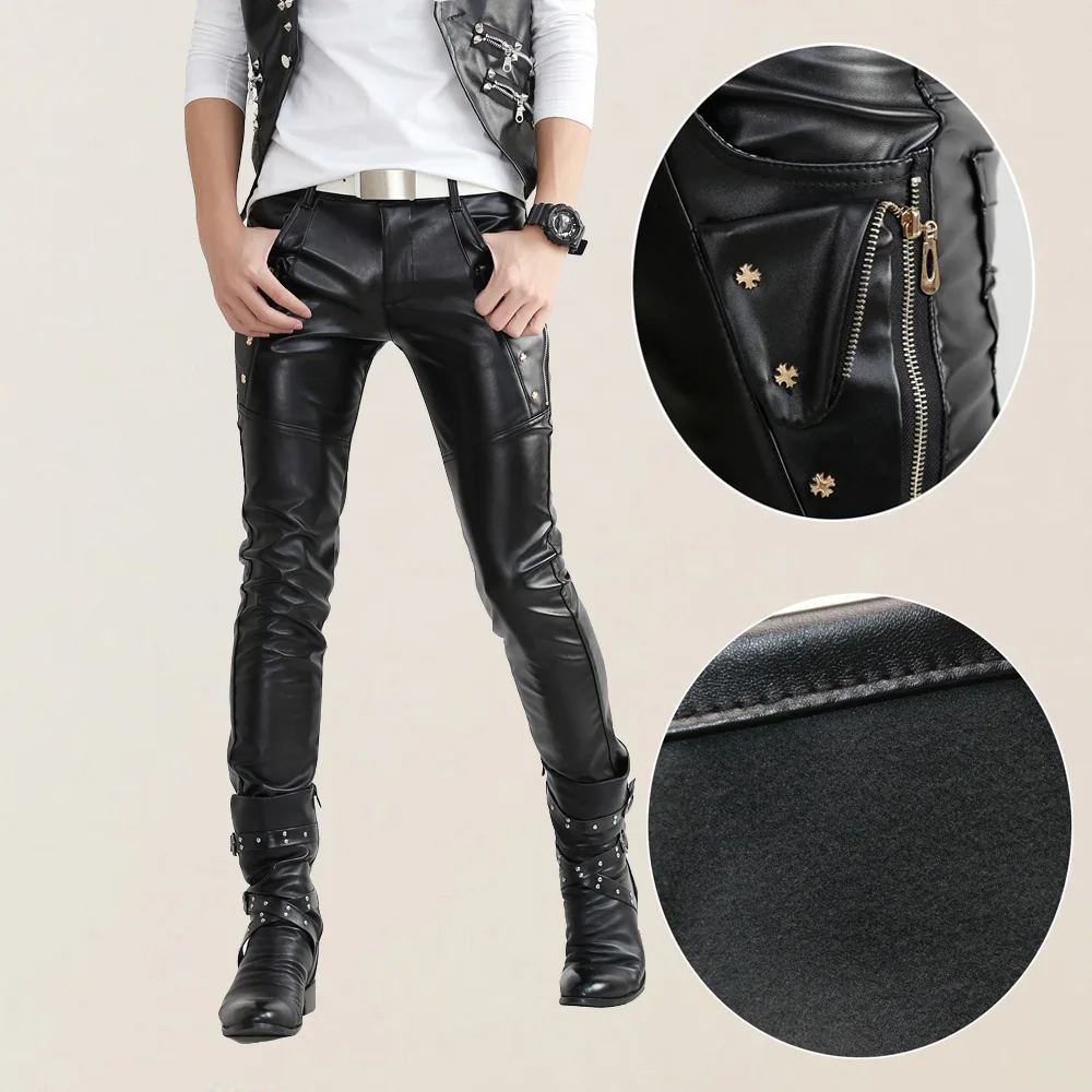 pu leather skinny jeans