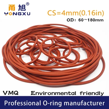 

Red Silicon O-ring Silicone/VMQ CS4mm Thickness OD60/180*4mm O ring Seal Rubber Rings Sealing Gasket Waterproof Sanitary Washer