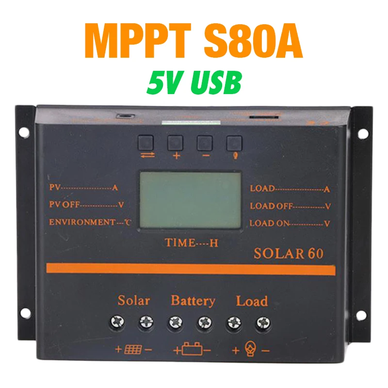 

80A MPPT Solar Controller PV panel Battery Charge Controller Solar system 12V 24V 5V USB charger for home use