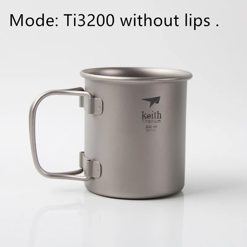 Keith Ti3200 de titanio de vaso al aire libre vajilla de agua de vidrio viajar fijo mango 220 ml taza
